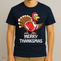 Funny Merry Thanksmas Happy Thanksgiving Merry Christmas T-Shirt thumb 3