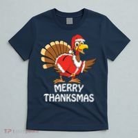 Funny Merry Thanksmas Happy Thanksgiving Merry Christmas T-Shirt thumb 5