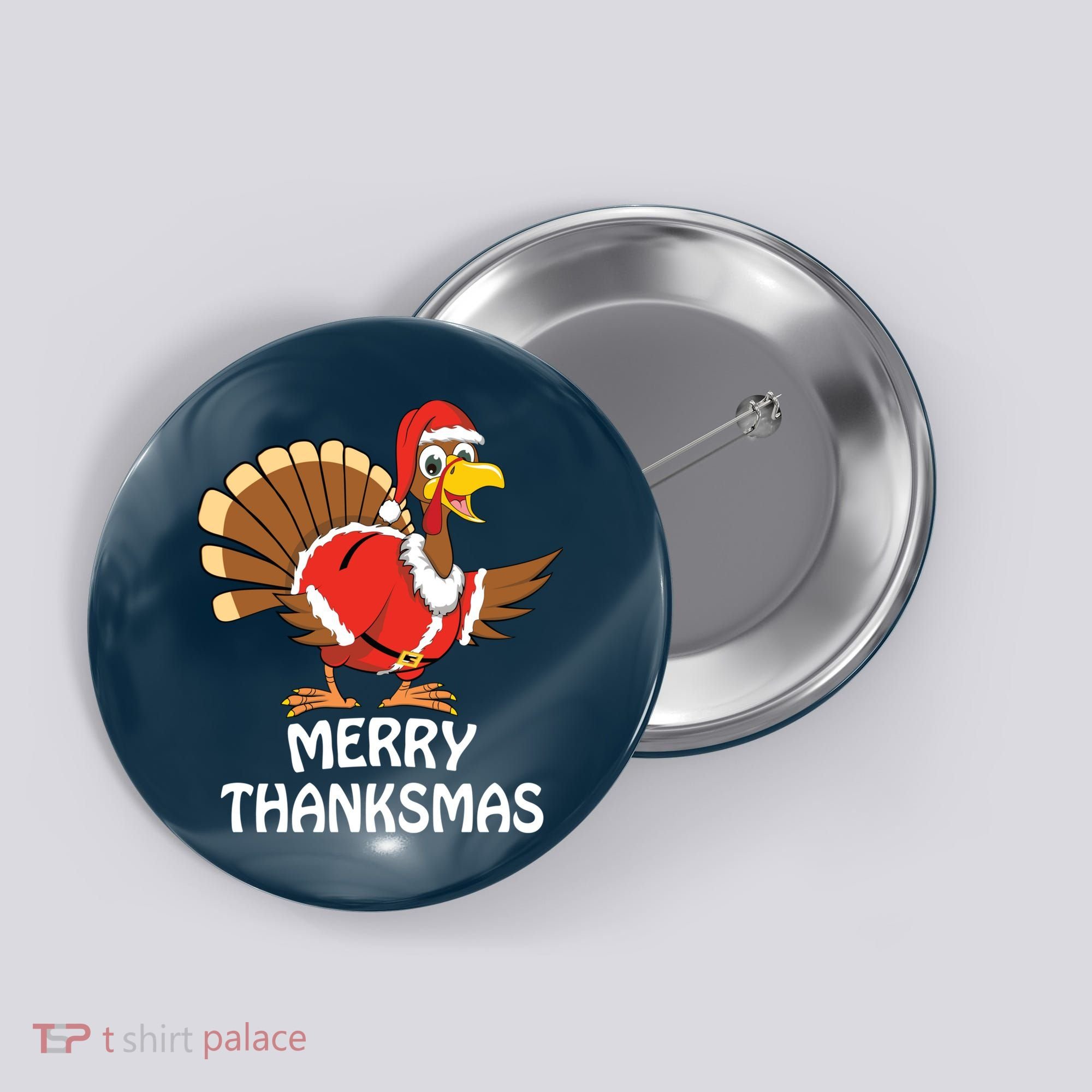 Funny Merry Thanksmas Happy Thanksgiving Merry Christmas Button