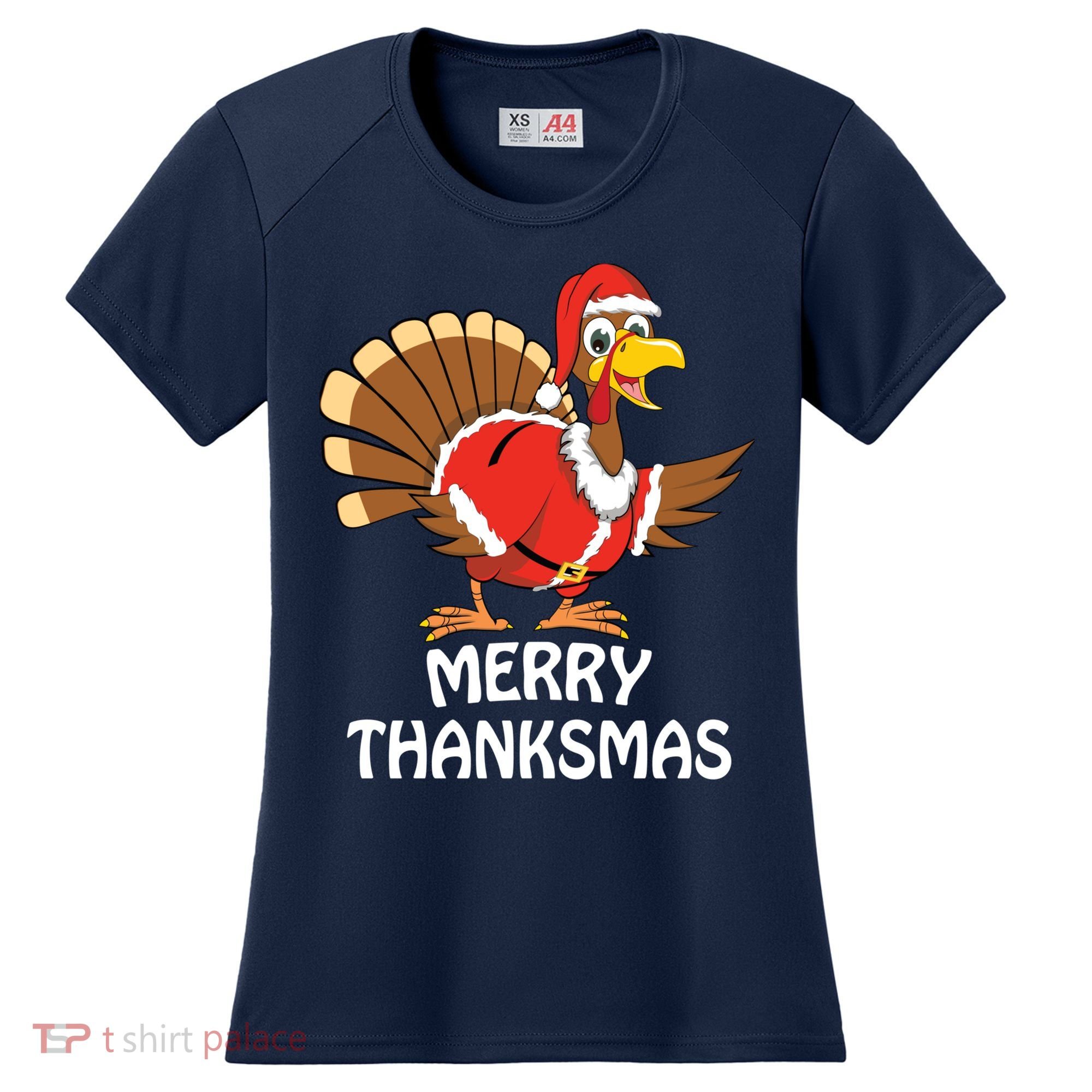 Funny Merry Thanksmas Happy Thanksgiving Merry Christmas Women's Cooling Performance Crew T-Shirt