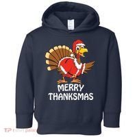 Funny Merry Thanksmas Happy Thanksgiving Merry Christmas Toddler Hoodie thumb 0