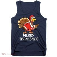 Funny Merry Thanksmas Happy Thanksgiving Merry Christmas Tank Top thumb 0
