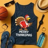 Funny Merry Thanksmas Happy Thanksgiving Merry Christmas Tank Top thumb 4