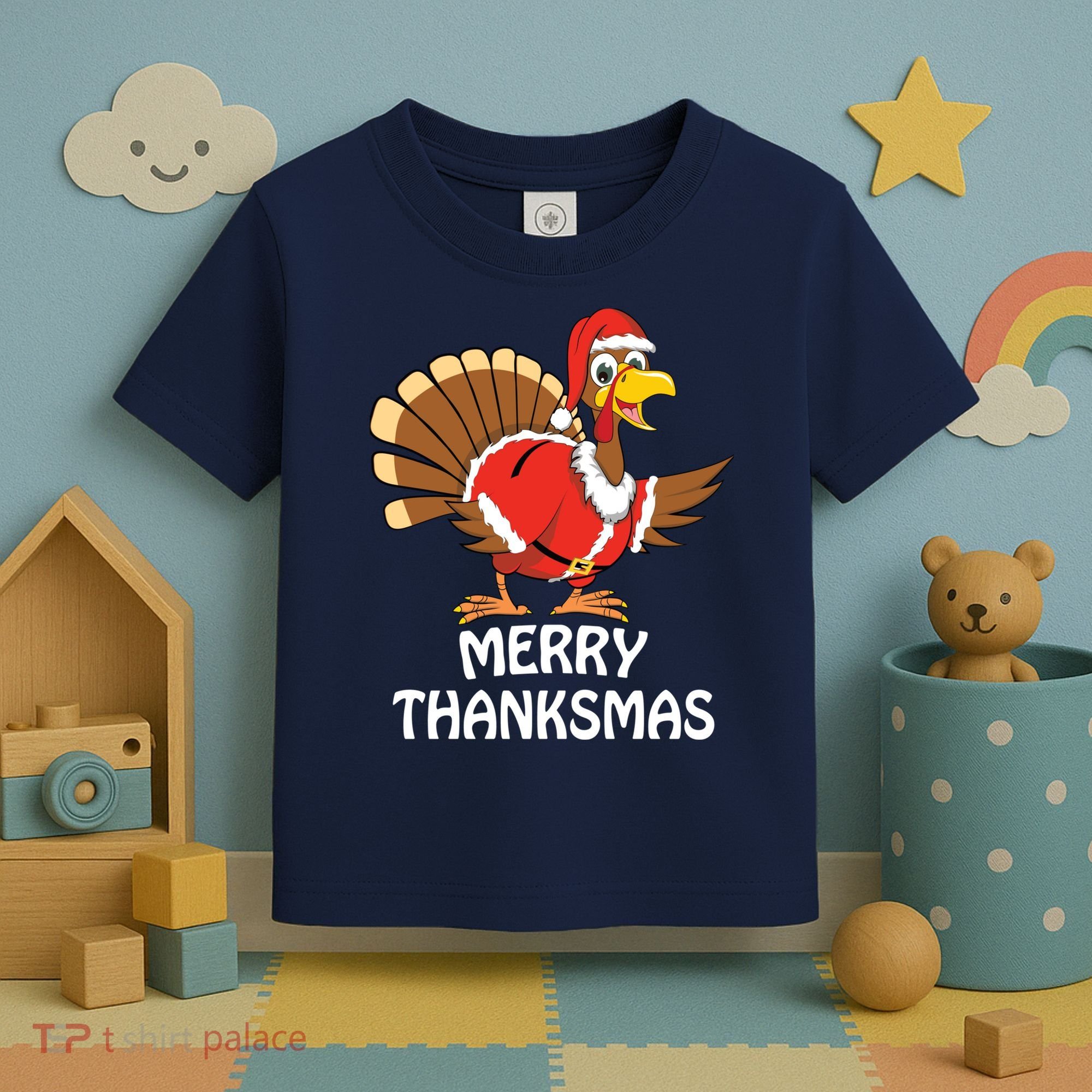Funny Merry Thanksmas Happy Thanksgiving Merry Christmas Toddler T-Shirt