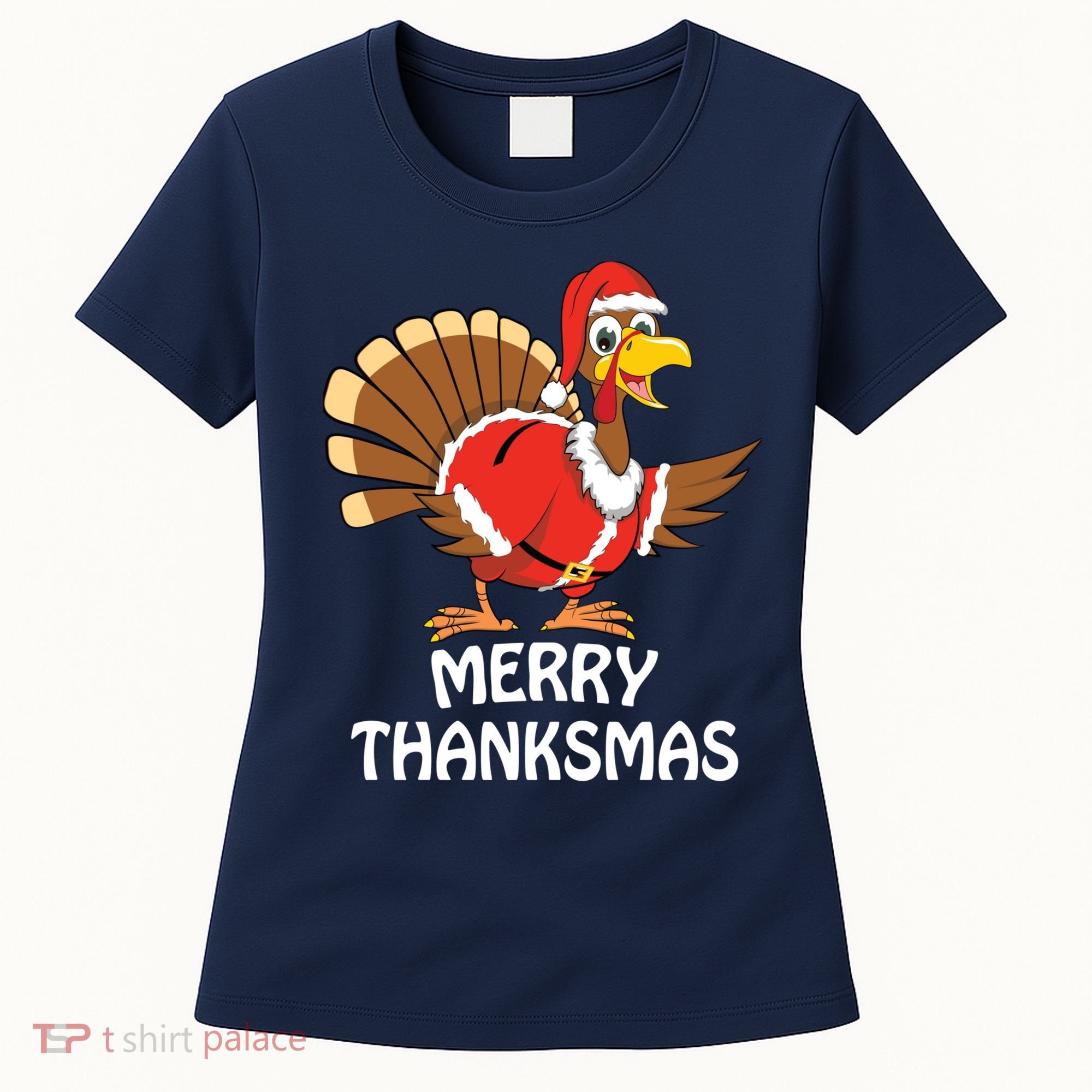Funny Merry Thanksmas Happy Thanksgiving Merry Christmas Women's T-Shirt