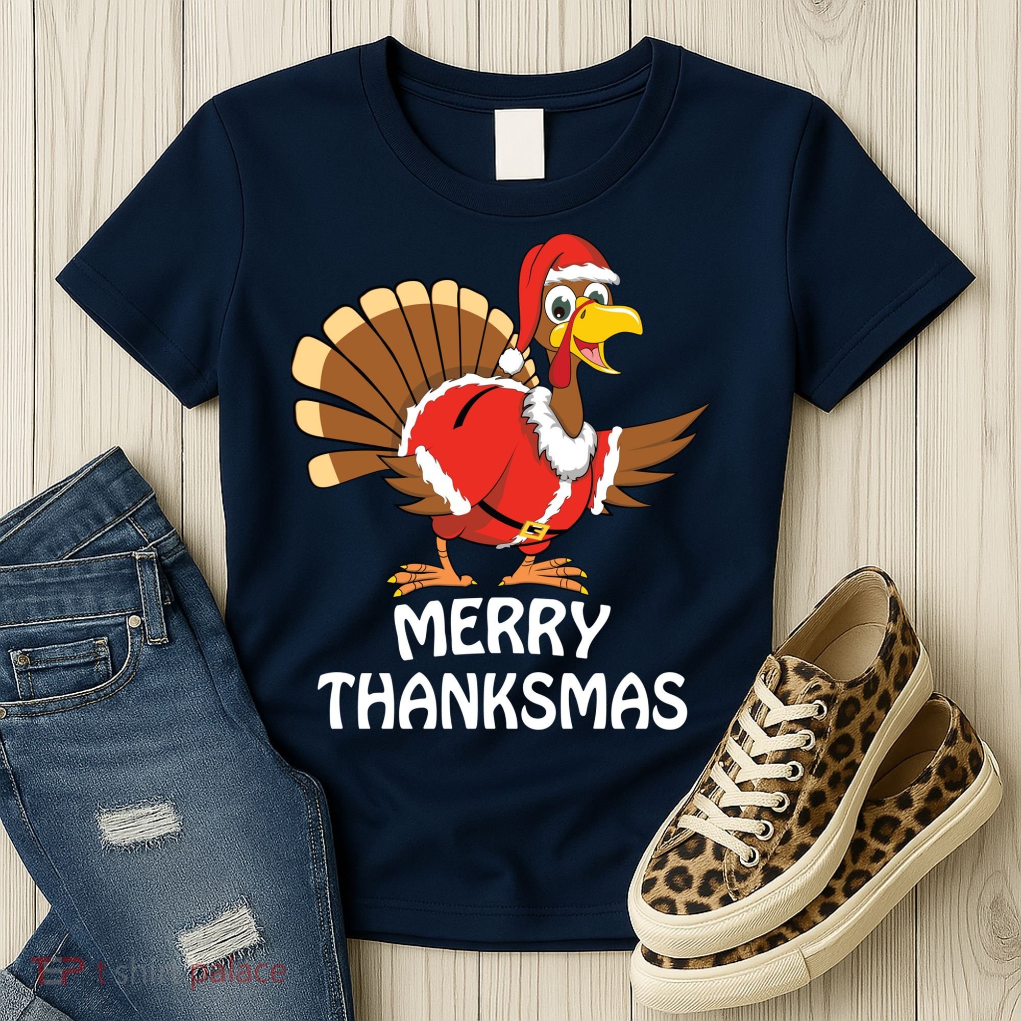Funny Merry Thanksmas Happy Thanksgiving Merry Christmas Women's T-Shirt