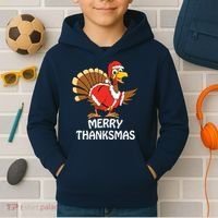 Funny Merry Thanksmas Happy Thanksgiving Merry Christmas Kids Hoodie thumb 2
