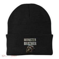 Funny Monster Truck Brother Birthday Bro Son Mom Dad Gift Beanie thumb 0