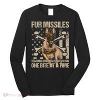 Fur Missiles Teaching Criminals Blue Line K9 Dog Unit Police Long Sleeve Shirt thumb 0