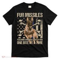 Fur Missiles Teaching Criminals Blue Line K9 Dog Unit Police T-Shirt thumb 0