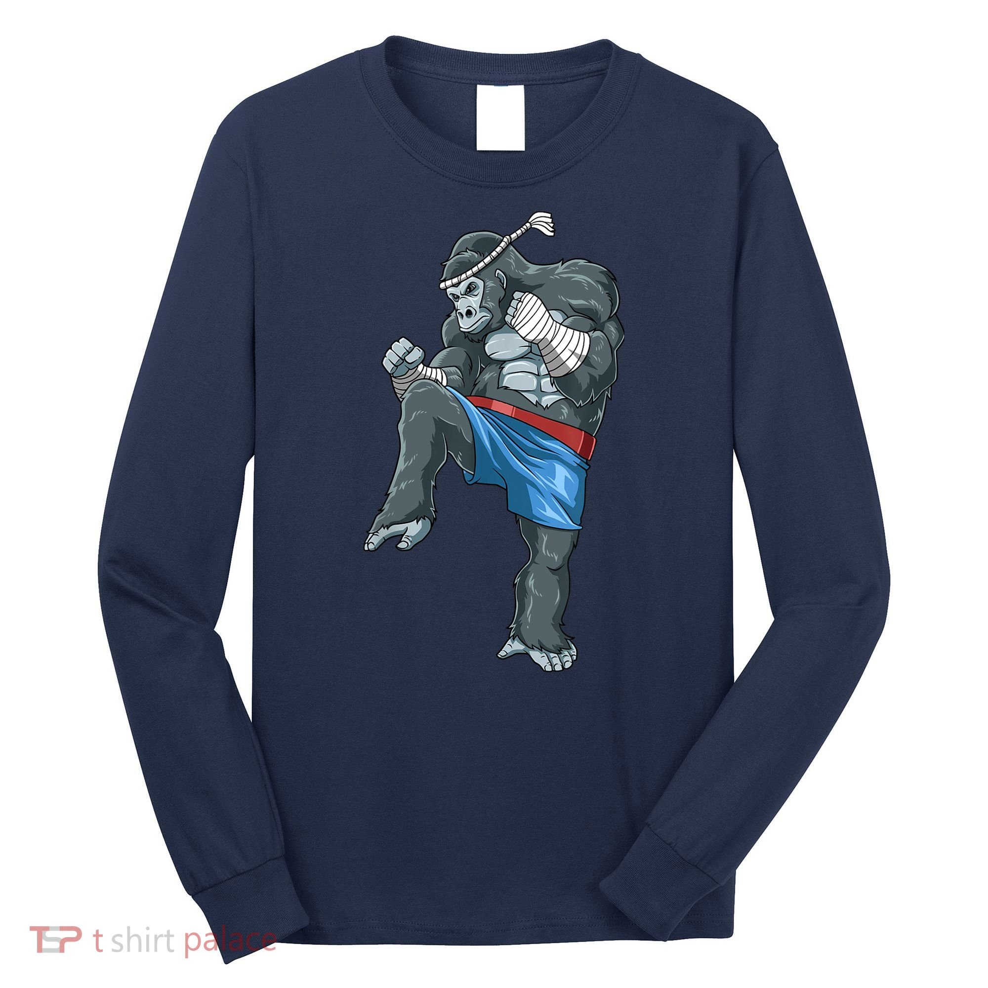 Funny Muay Thai Gorilla Thai Boxing Long Sleeve Shirt