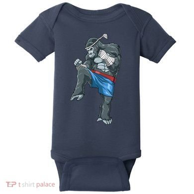 Funny Muay Thai Gorilla Thai Boxing Baby Bodysuit