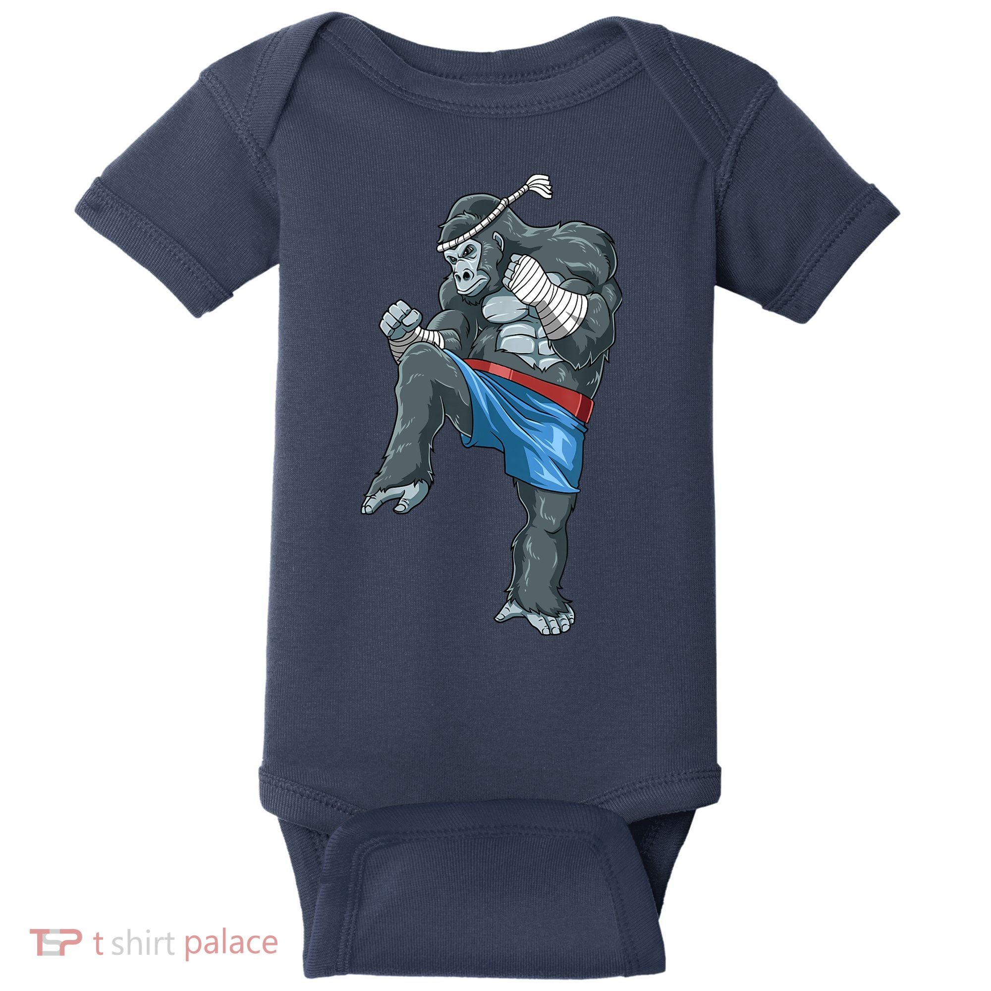 Funny Muay Thai Gorilla Thai Boxing Baby Bodysuit