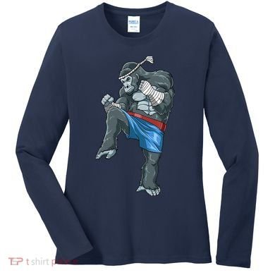 Funny Muay Thai Gorilla Thai Boxing Women's Long Sleeve Shirt