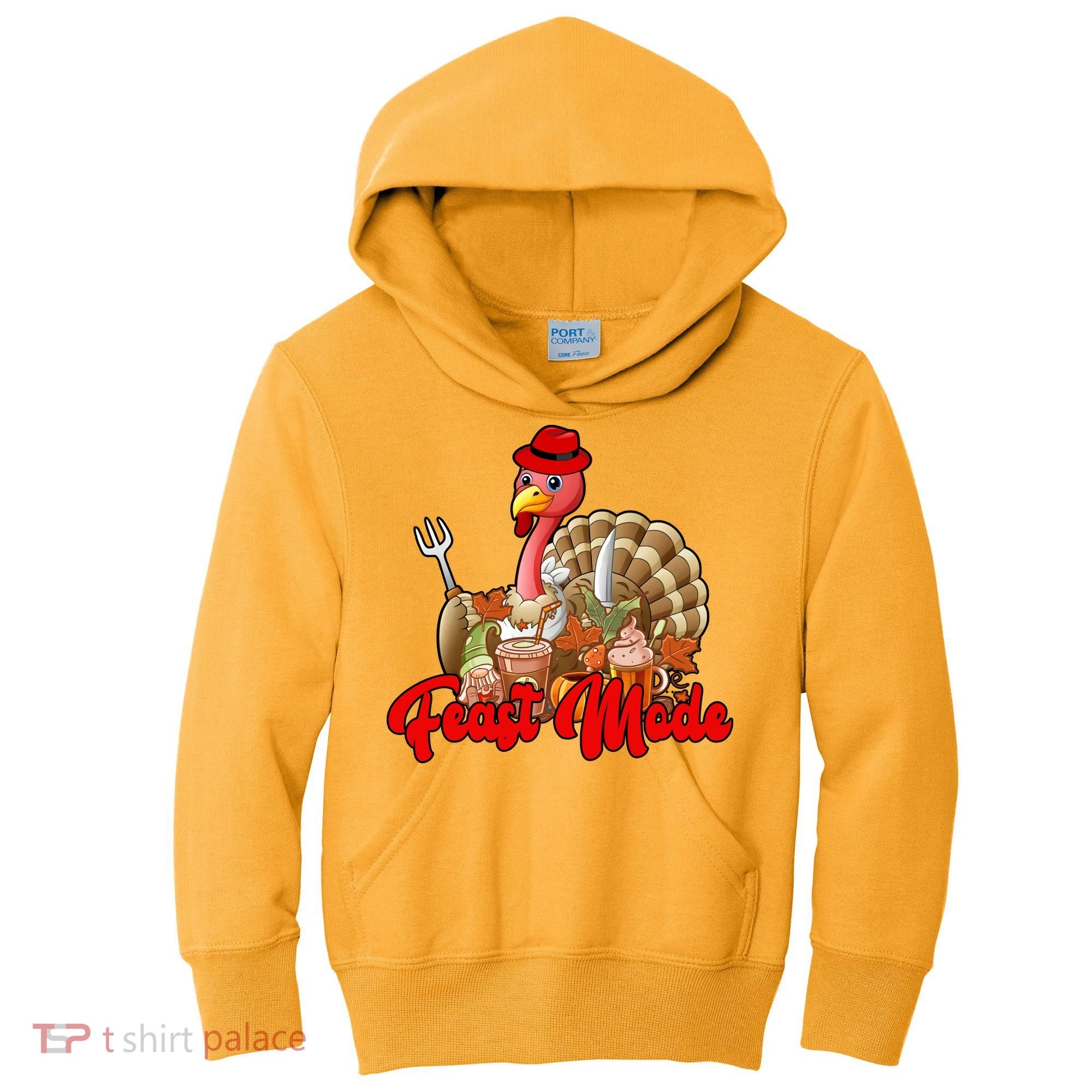 Feast Mode Turkey Thanksgiving Holiday Kids Hoodie