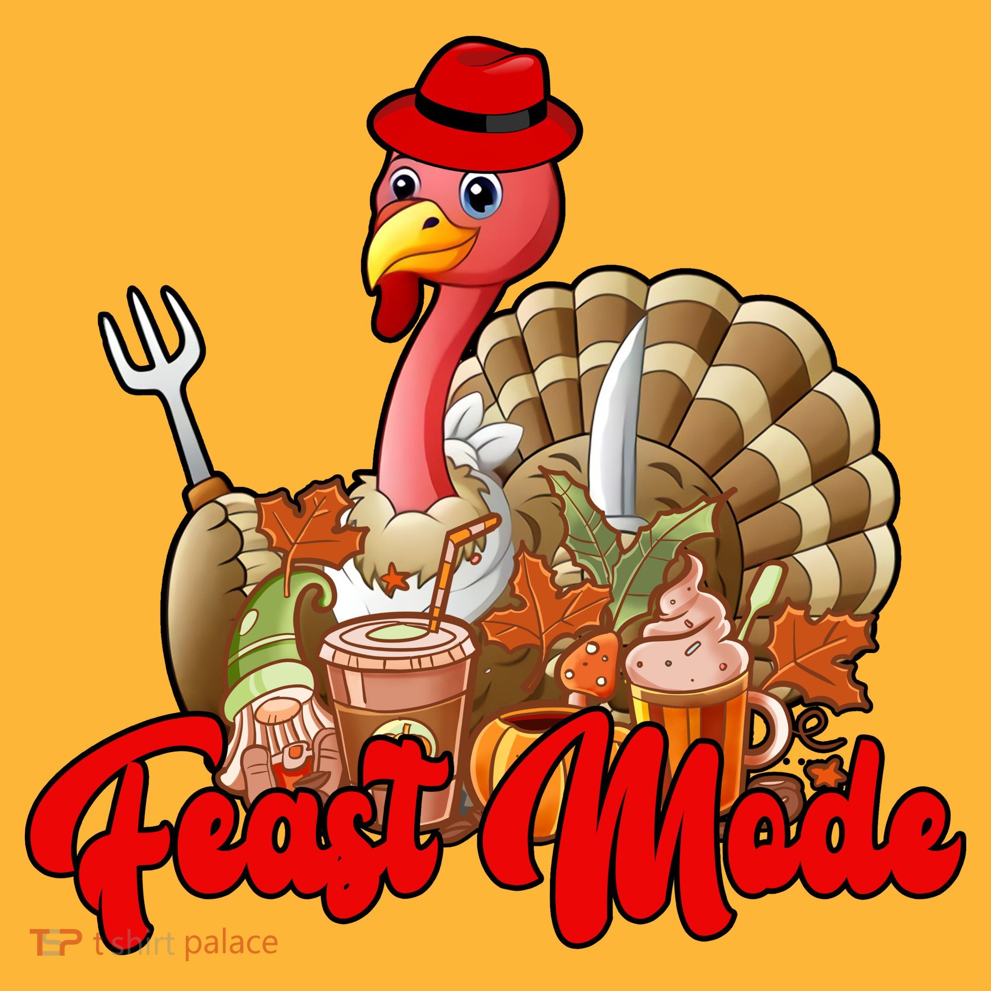 Feast Mode Turkey Thanksgiving Holiday Kids Hoodie