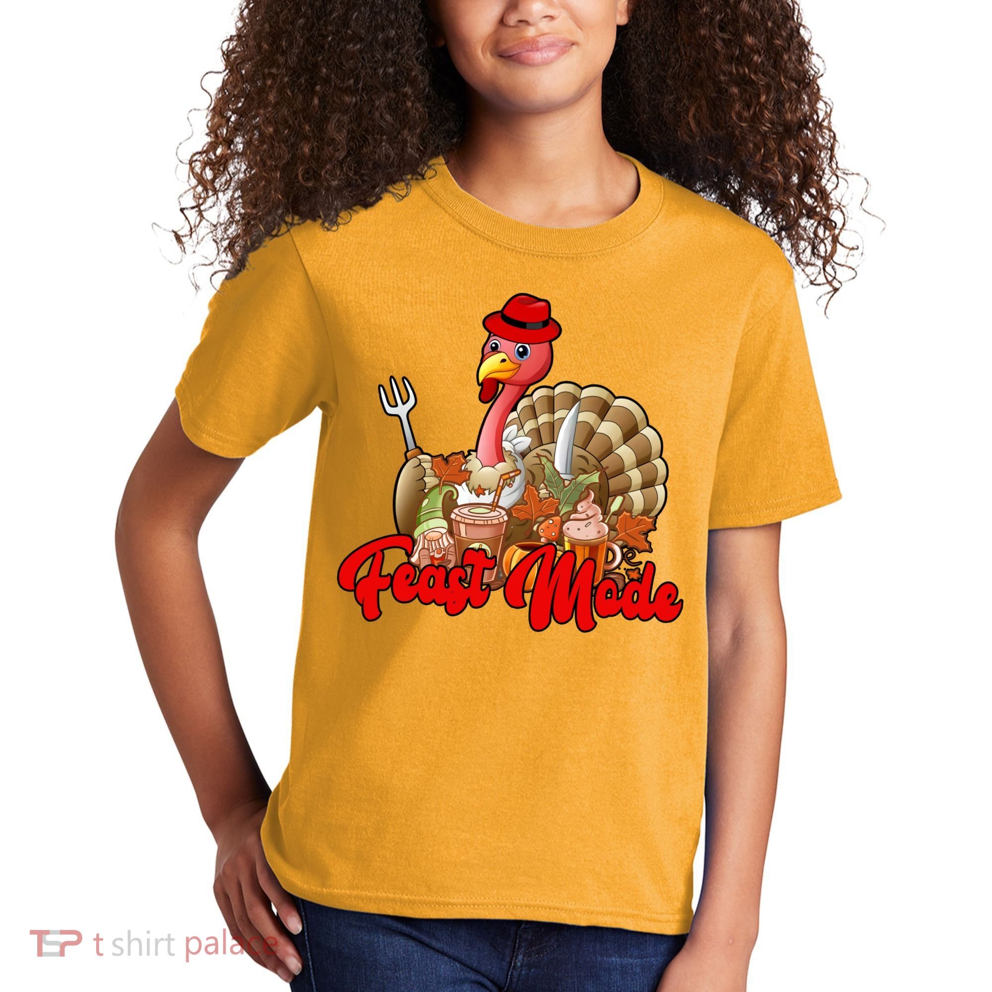 Feast Mode Turkey Thanksgiving Holiday Kids T-Shirt