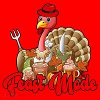 Feast Mode Turkey Thanksgiving Holiday Santa Hat thumb 1