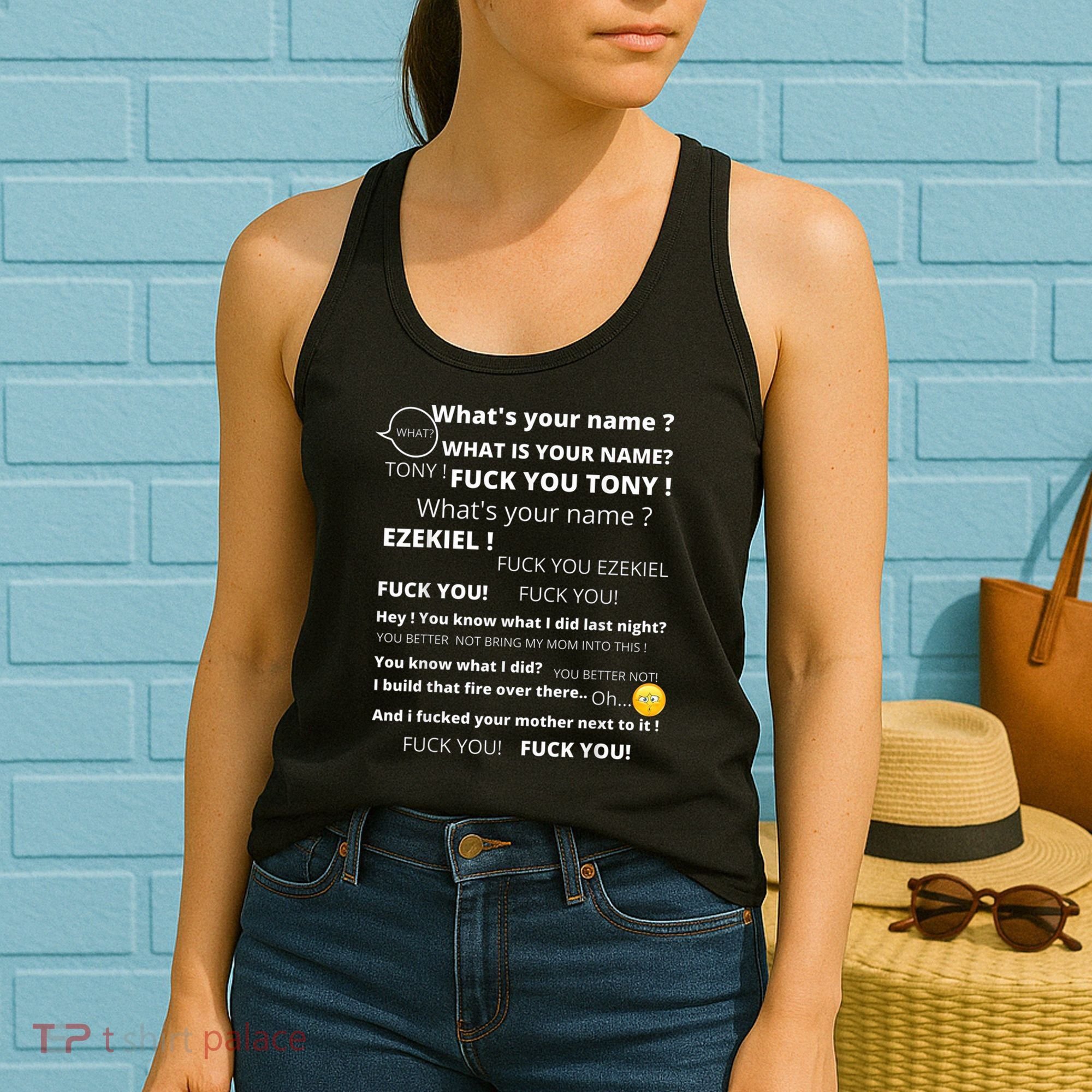 Funny Meme Tony And Ezekiel Hey Whats Your Name Women's Tank Top