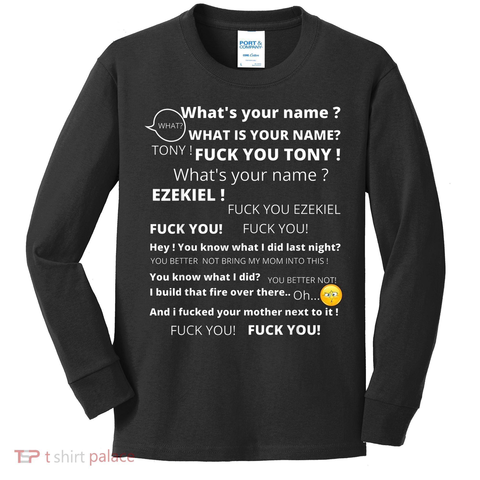 Funny Meme Tony And Ezekiel Hey Whats Your Name Kids Long Sleeve Shirt