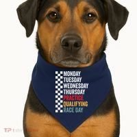 Funny Monday Tuesday Thursday Practice Qualifying Race Day USA-Made Doggie Bandana thumb 1