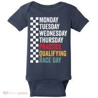 Funny Monday Tuesday Thursday Practice Qualifying Race Day Baby Bodysuit thumb 0