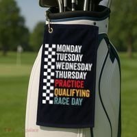 Funny Monday Tuesday Thursday Practice Qualifying Race Day Golf Towel thumb 2