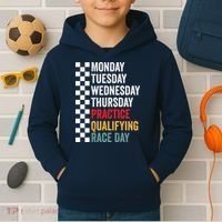 Funny Monday Tuesday Thursday Practice Qualifying Race Day Kids Hoodie thumb 2