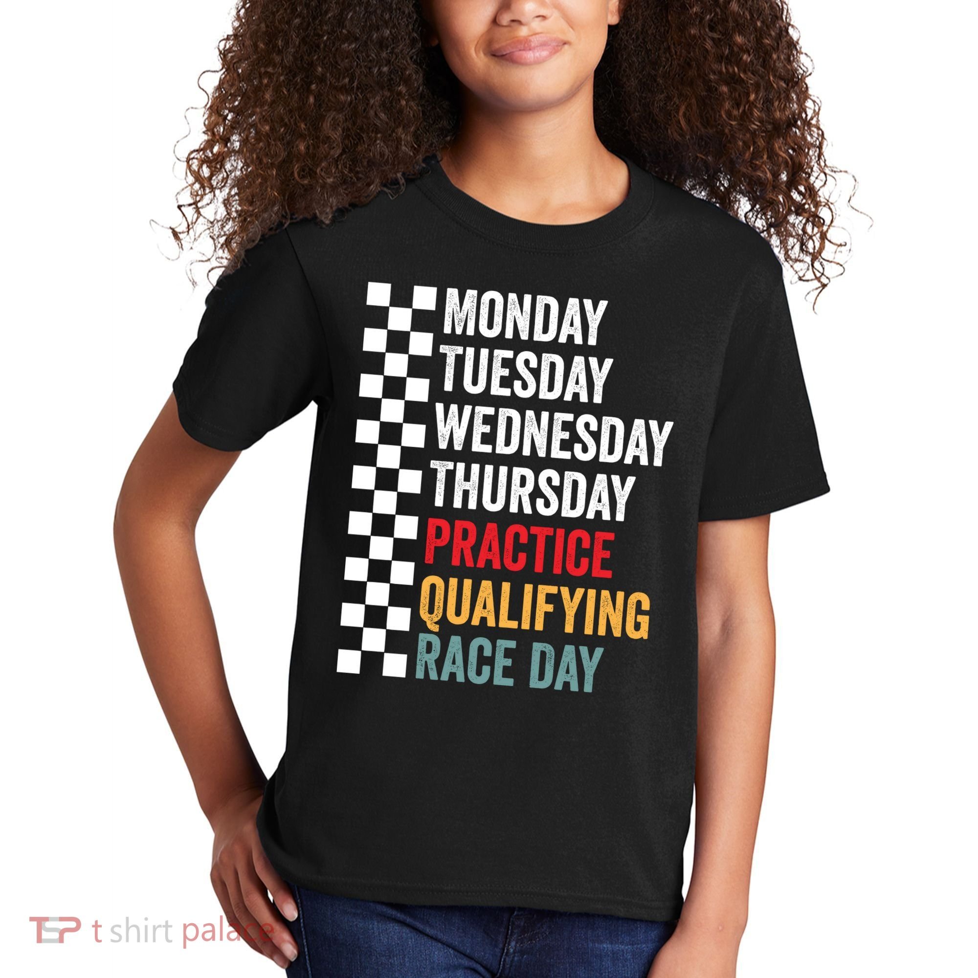 Funny Monday Tuesday Thursday Practice Qualifying Race Day Kids T-Shirt