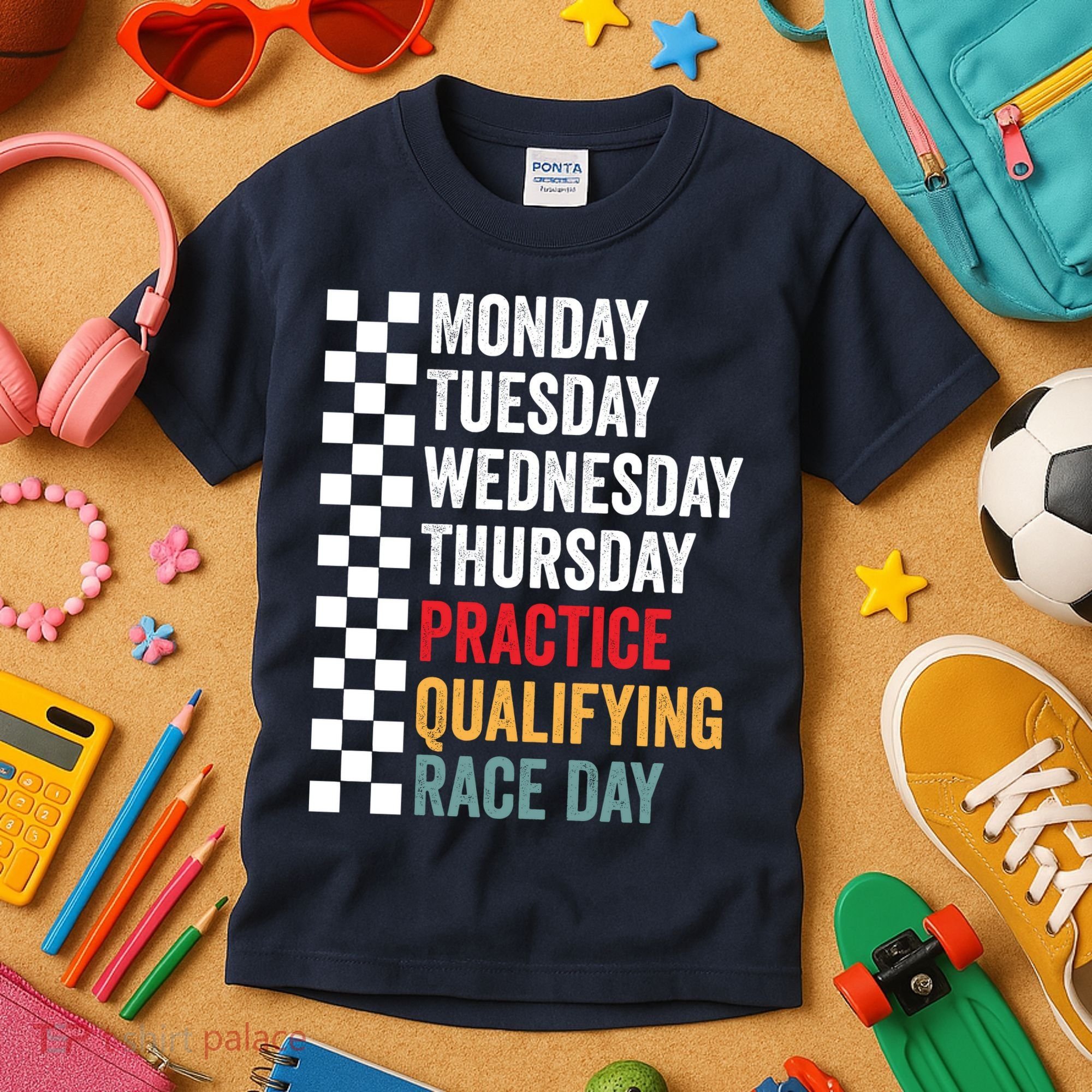 Funny Monday Tuesday Thursday Practice Qualifying Race Day Kids T-Shirt
