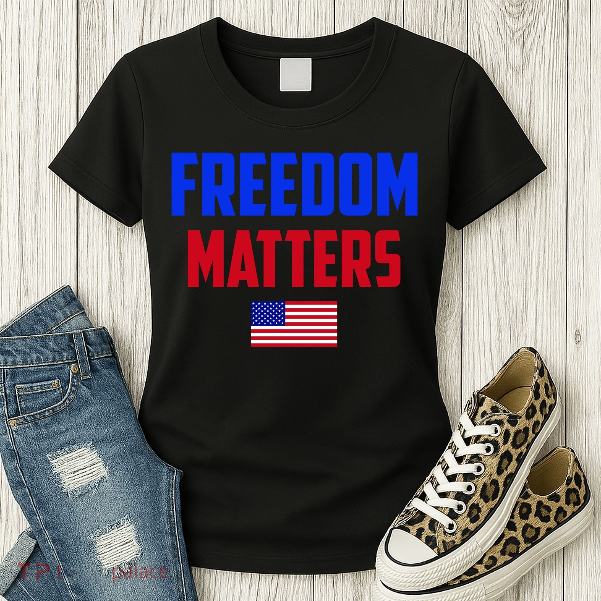 Freedom Matters Usa Flag American Flag Veteran's Day Great Gift Women's T-Shirt