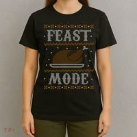 Feast Mode Ugly Sweater Thanksgiving Dinner T-Shirt thumb 4
