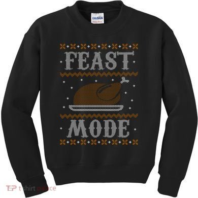 Feast Mode Ugly Sweater Thanksgiving Dinner Kids Sweatshirt