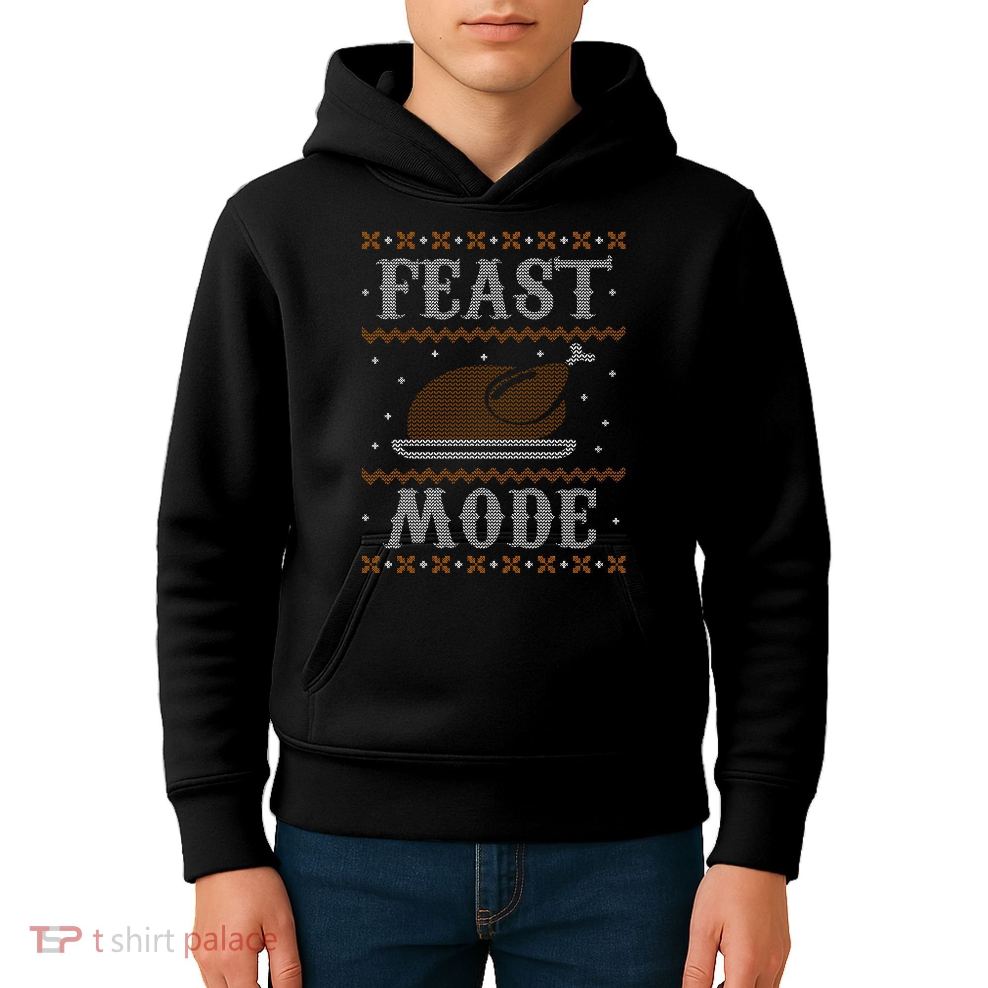 Feast Mode Ugly Sweater Thanksgiving Dinner Kids Hoodie