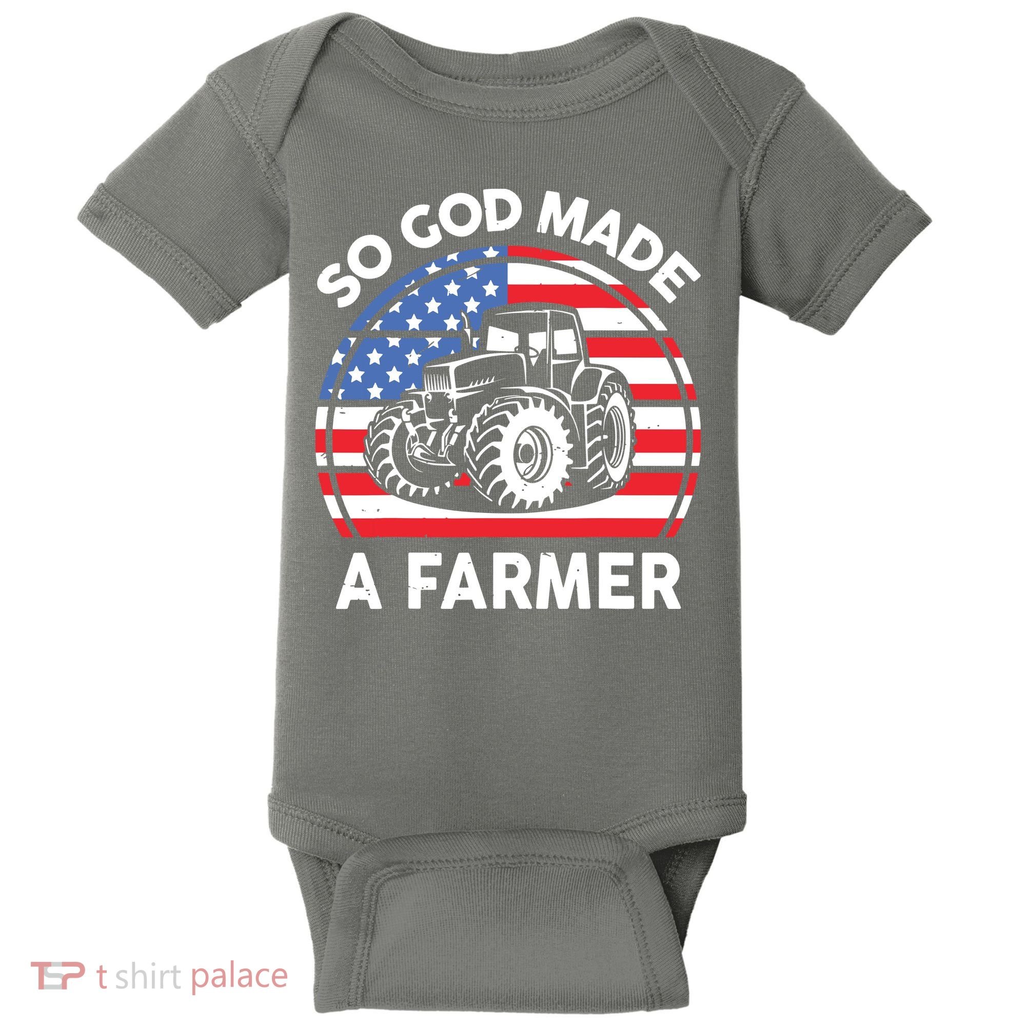 Famer Men Women Kids Funny So God Made A Farmer Baby Bodysuit
