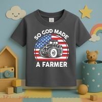 Famer Men Women Kids Funny So God Made A Farmer Toddler T-Shirt thumb 3