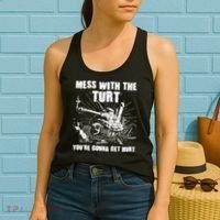Funny Mess With The Turt You're Gonna Get Hurt Battle Turtle Women's Tank Top thumb 2