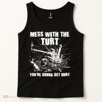 Funny Mess With The Turt You're Gonna Get Hurt Battle Turtle Tank Top thumb 2