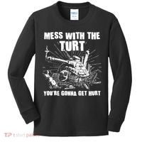 Funny Mess With The Turt You're Gonna Get Hurt Battle Turtle Kids Long Sleeve Shirt thumb 0