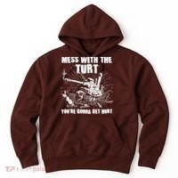Funny Mess With The Turt You're Gonna Get Hurt Battle Turtle Hoodie thumb 0