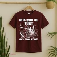 Funny Mess With The Turt You're Gonna Get Hurt Battle Turtle T-Shirt thumb 2