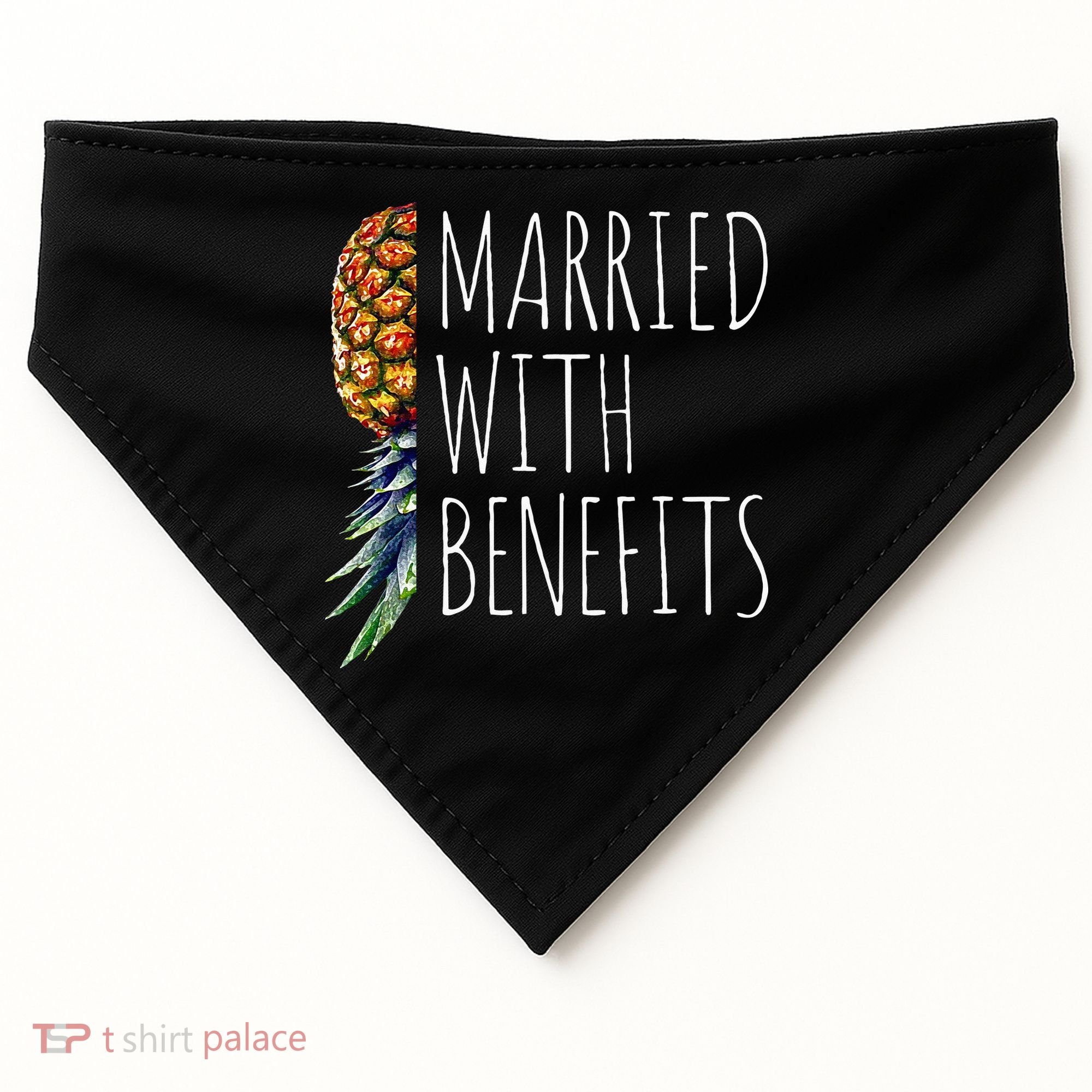 Funny Married With Benefits Upside Down Pineapple Swinger USA-Made Doggie Bandana