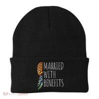 Funny Married With Benefits Upside Down Pineapple Swinger Beanie thumb 0