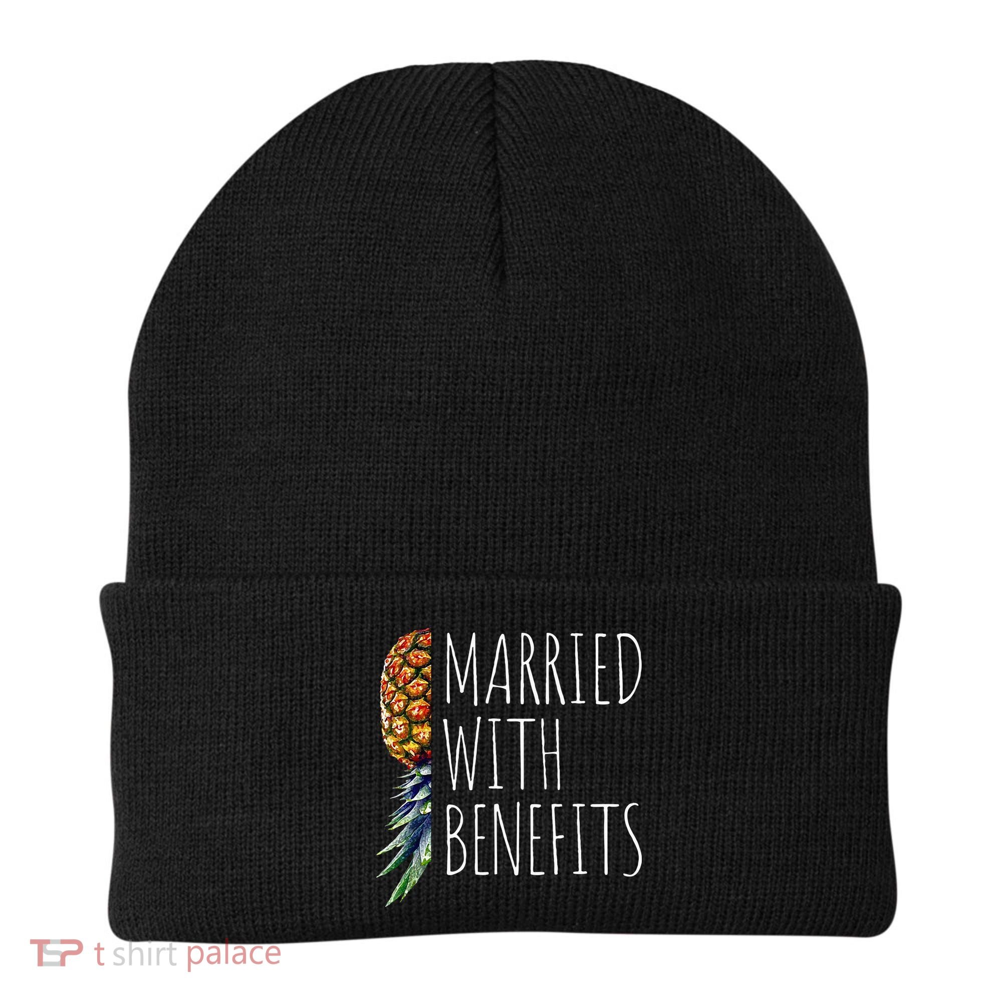 Funny Married With Benefits Upside Down Pineapple Swinger Beanie