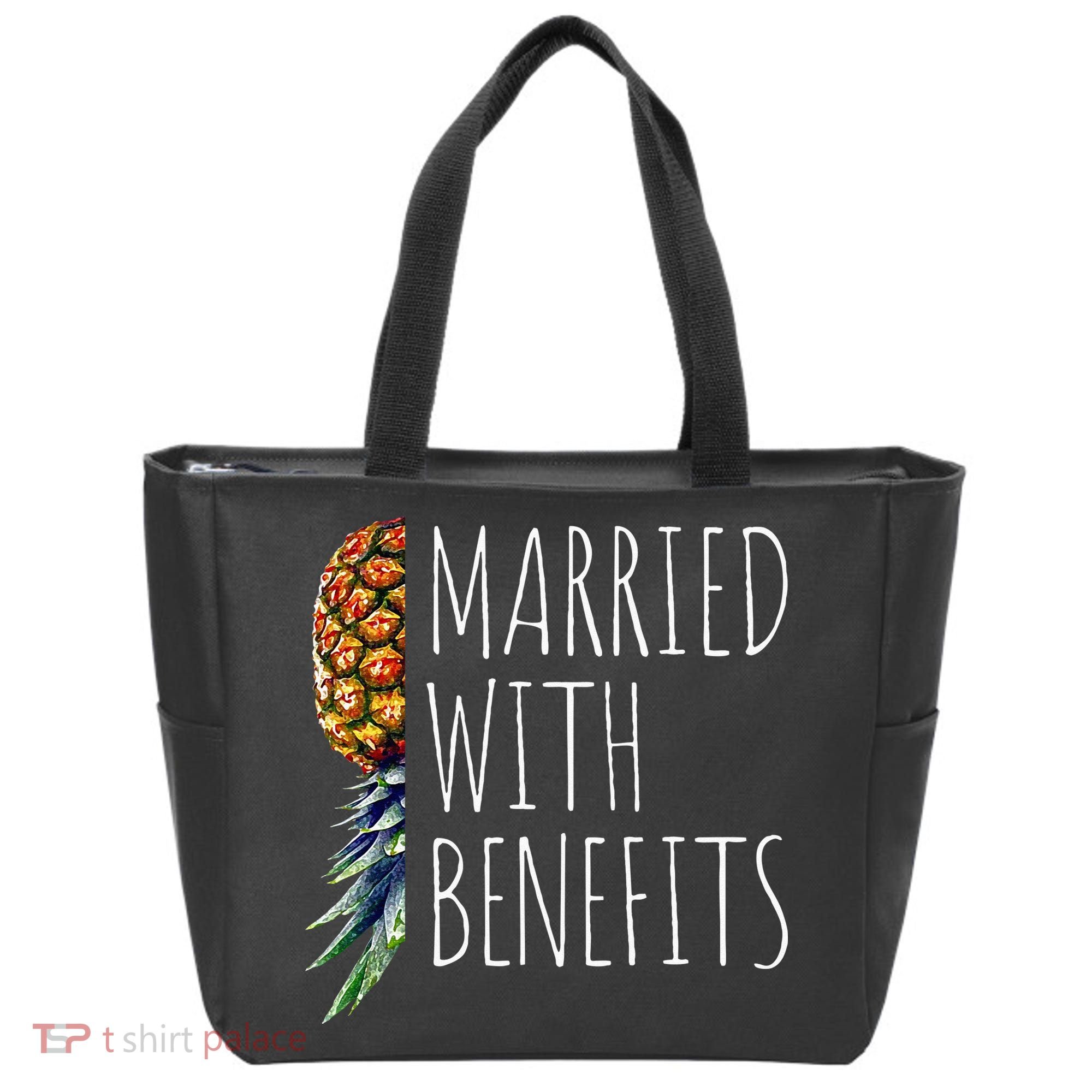 Funny Married With Benefits Upside Down Pineapple Swinger Tote Bag