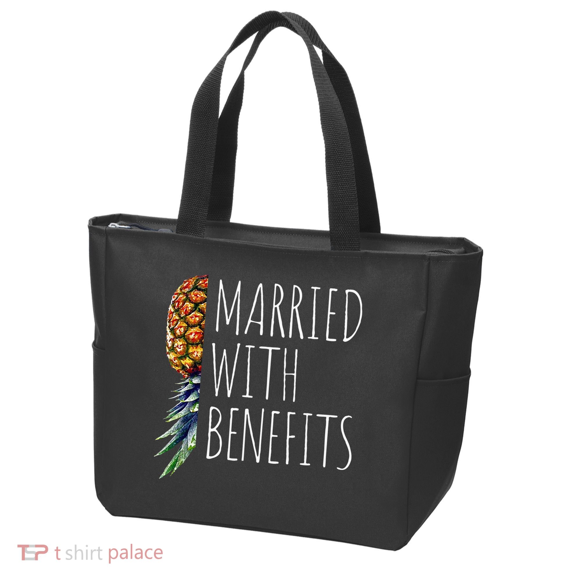 Funny Married With Benefits Upside Down Pineapple Swinger Tote Bag