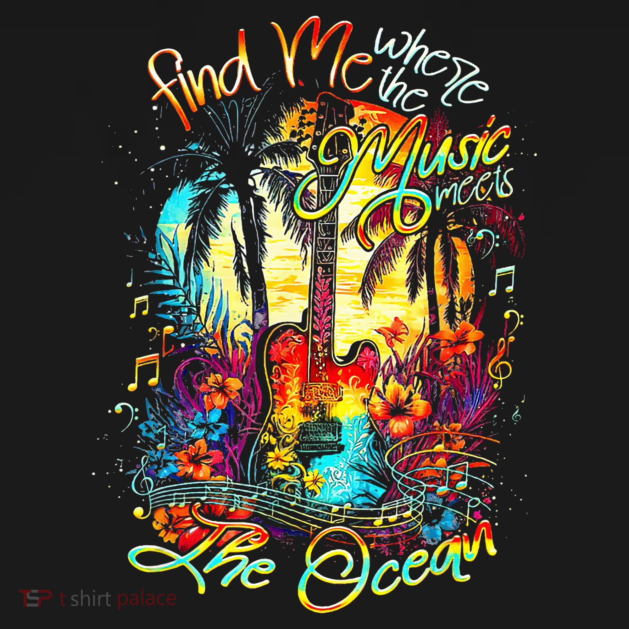 Find Me Where The Music Meets The Ocean Fun Gifts T-Shirt