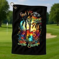 Find Me Where The Music Meets The Ocean Golf Towel thumb 1