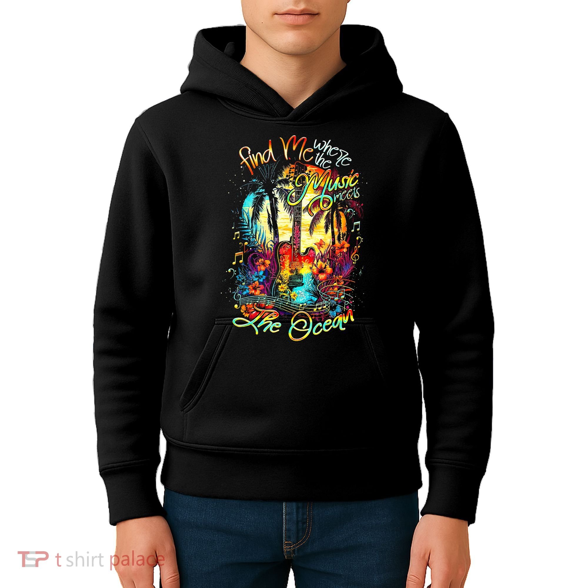 Find Me Where The Music Meets The Ocean Kids Hoodie