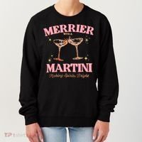 Funny Merrier With A Martini Bachelorette Merry Christmas Gift Women's Sweatshirt thumb 0